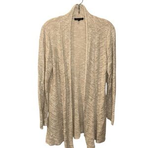 Eileen Fisher neutral pin tuck knti Cardigan Sweater Shawl Neck M